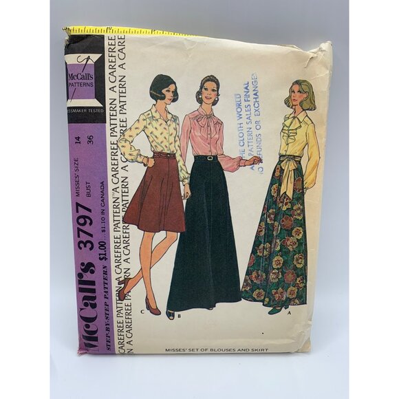 McCall's Misses Blouse Shirts Skirts Sewing Pattern sz 14 3797 - uncut - Picture 1 of 2